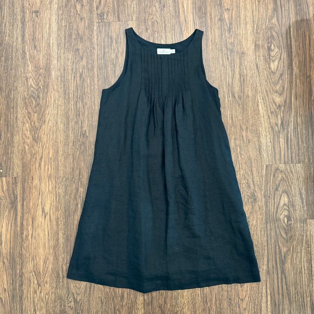 Vineyard Vines Black Linen Pintuck Swing Dress - Size 10